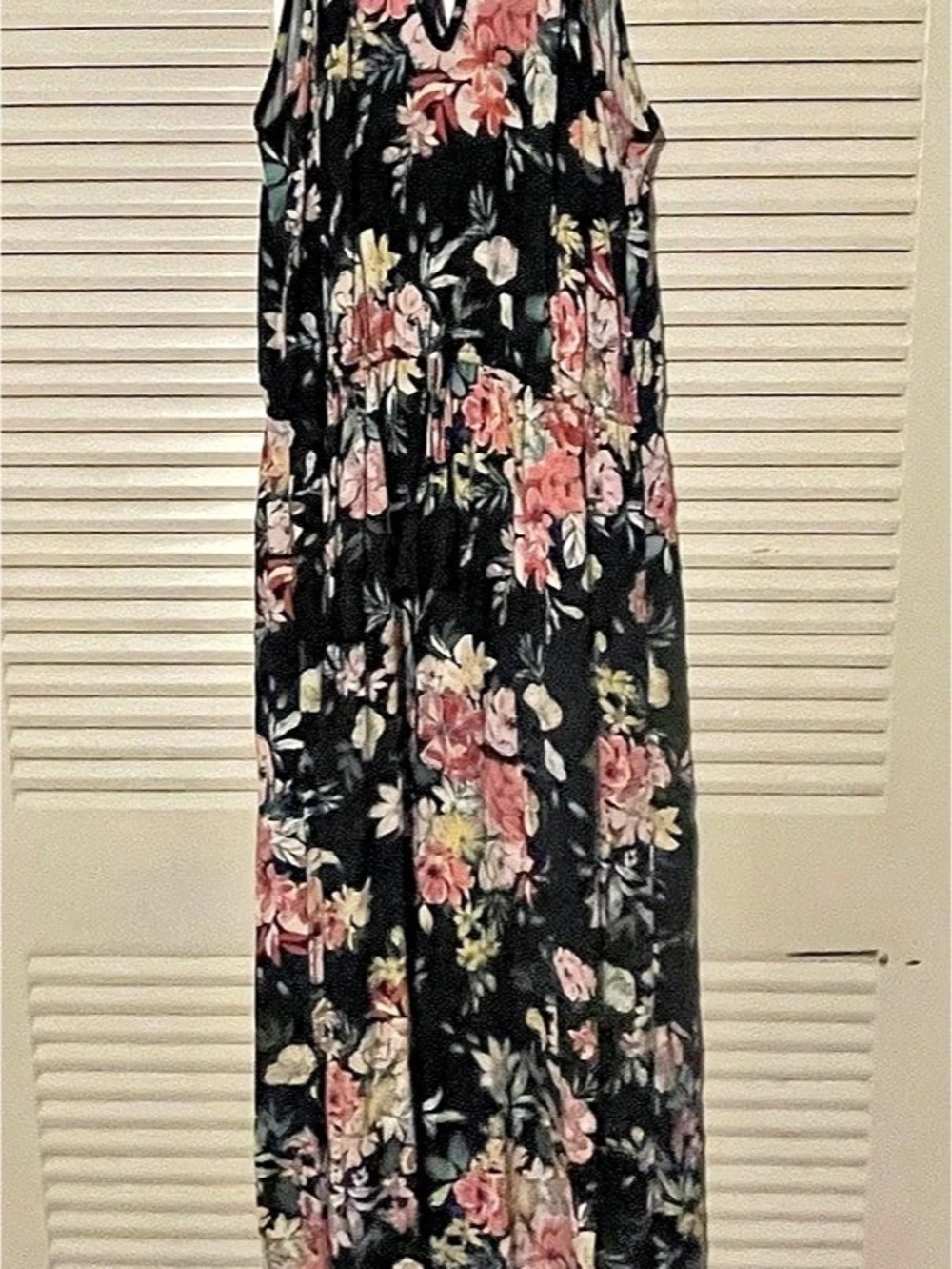 Xhilaration Floral Maxi Dress Black & Pink, Yellow & Green  Size Medium